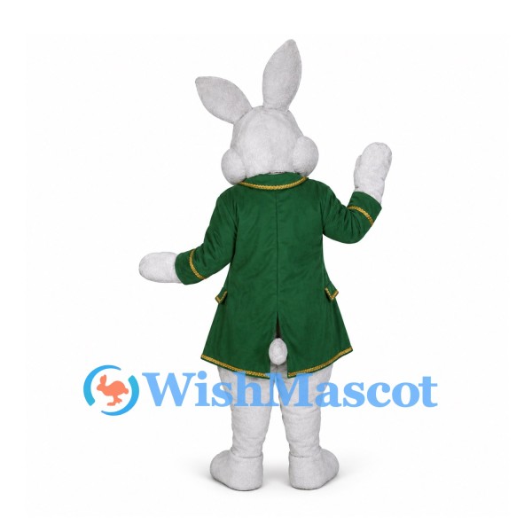 Rabbit Mascot Costume with Green Tailcoat and Patterned Cravat