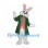 Rabbit Mascot Costume with Green Tailcoat and Patterned Cravat