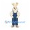 Rabbit Mascot Costume in White with Blue Overalls