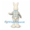 Rabbit Mascot Costume with Pastel Check Jacket and Yellow Bow Tie