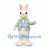Rabbit Mascot Costume with Pastel Check Jacket and Yellow Bow Tie