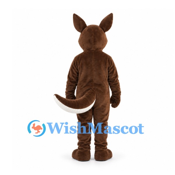 Kangaroo Mascot Costume in Dark Brown with White Belly