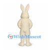 Rabbit Mascot Costume in Cream with Tall Ears and Orange Nose