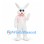 Rabbit Mascot Costume in White with Pink Vest and Striped Bow