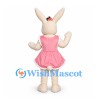 Rabbit Mascot Costume with Pink Apron Dress and Flower