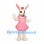 Rabbit Mascot Costume with Pink Apron Dress and Flower