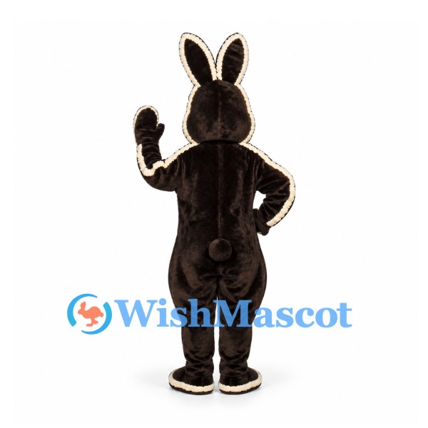 Rabbit Mascot Costume in Chocolate Brown with Cream Trim and Flowers