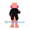 Cat Mascot Costume in Pink with Black Tailcoat and Green Bow