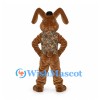 Rabbit Mascot Costume in Brown with Floral Vest and Tiny Hat
