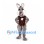 Rabbit Mascot Costume in Gray with Red Patterned Vest