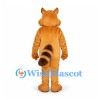 Raccoon Mascot Costume in Orange with Dark Eye Mask and Ringed Tail