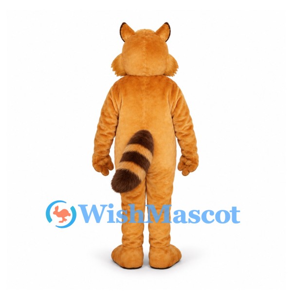 Raccoon Mascot Costume in Orange with Dark Eye Mask and Ringed Tail