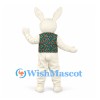 Rabbit Mascot Costume in White with Floral Vest and Green Bow