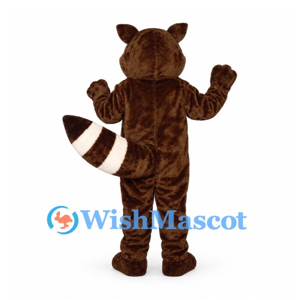 Raccoon Mascot Costume in Brown with White Eye Markings and Ringed Tail