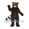Raccoon Mascot Costume in Dark Brown with Striped Tail