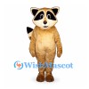 Raccoon Mascot Costume in Tan with Black Eye Mask and Ringed Tail