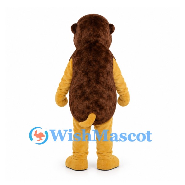 Hedgehog Mascot Costume in Yellow with Brown Shaggy Back