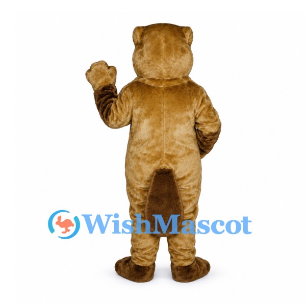 Beaver Mascot Costume in Tan with Flat Dark Tail