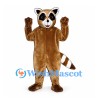 Raccoon Mascot Costume in Brown with White Face and Striped Tail