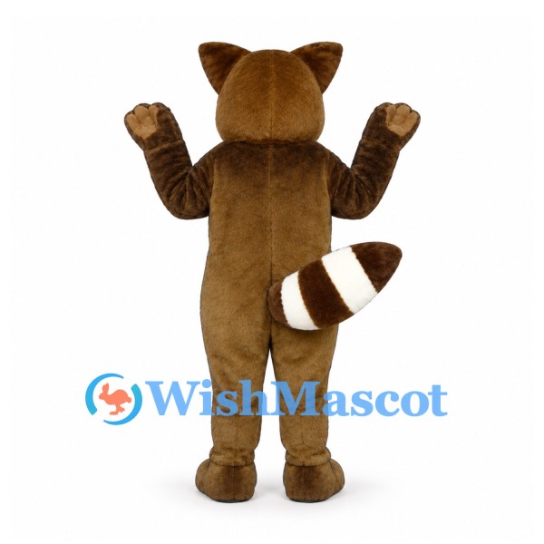 Raccoon Mascot Costume in Brown with White Muzzle and Ringed Tail
