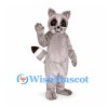 Raccoon Mascot Costume in Light Gray with Dark Eye Patches