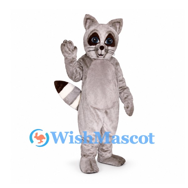 Raccoon Mascot Costume in Light Gray with Dark Eye Patches