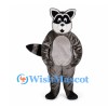 Raccoon Mascot Costume in Dark Gray with White Face and Ringed Tail