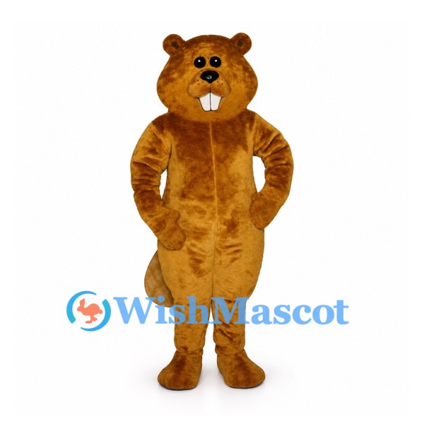 Beaver Mascot Costume in Golden Brown with Buck Teeth