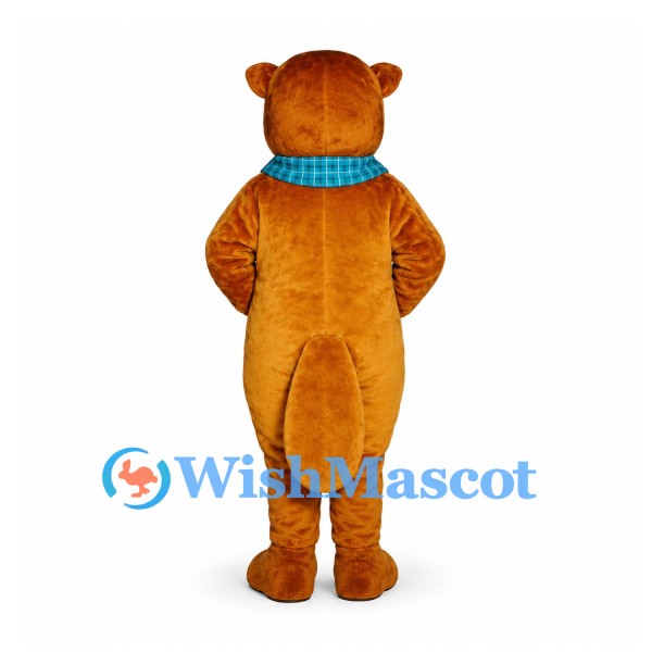 Squirrel Mascot Costume in Orange Brown with Blue Check Scarf
