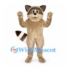 Raccoon Mascot Costume in Tan with Cream Face and Striped Tail