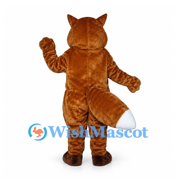 Fox Mascot Costume in Brown with White Muzzle and Tail Tip