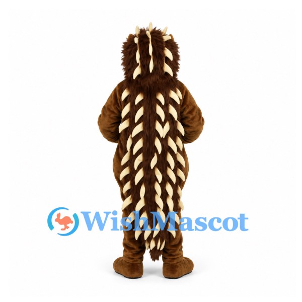 Porcupine Mascot Costume in Brown with Cream Back Quills