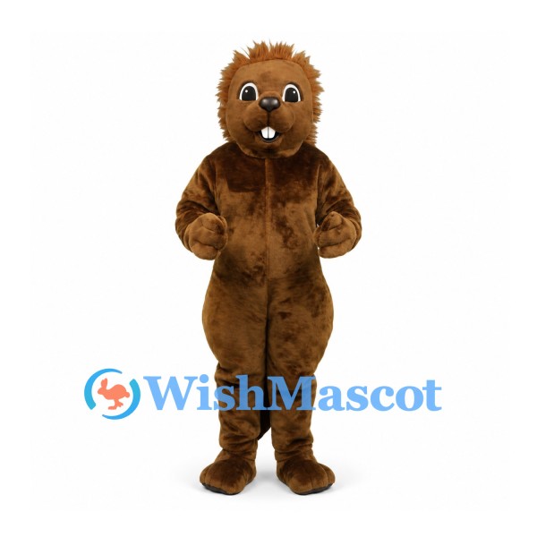 Porcupine Mascot Costume in Brown with Cream Back Quills