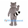 Raccoon Mascot Costume in Gray with Black Eye Mask and Ringed Tail