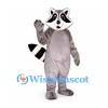 Raccoon Mascot Costume in Gray with Black Eye Mask and Ringed Tail