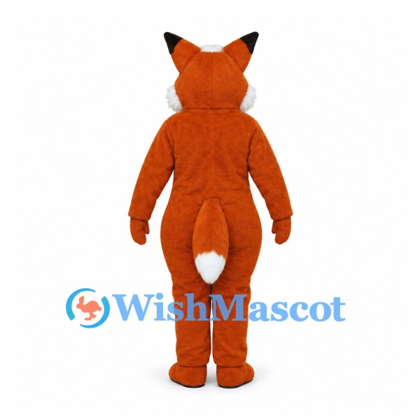 Fox Mascot Costume in Orange with White Belly and Black Ears
