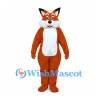 Fox Mascot Costume in Orange with White Belly and Black Ears