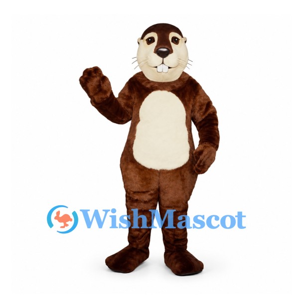 Beaver Mascot Costume in Dark Brown with Cream Belly
