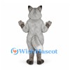 Wolf Mascot Costume in Gray with White Chest and Bushy Tail