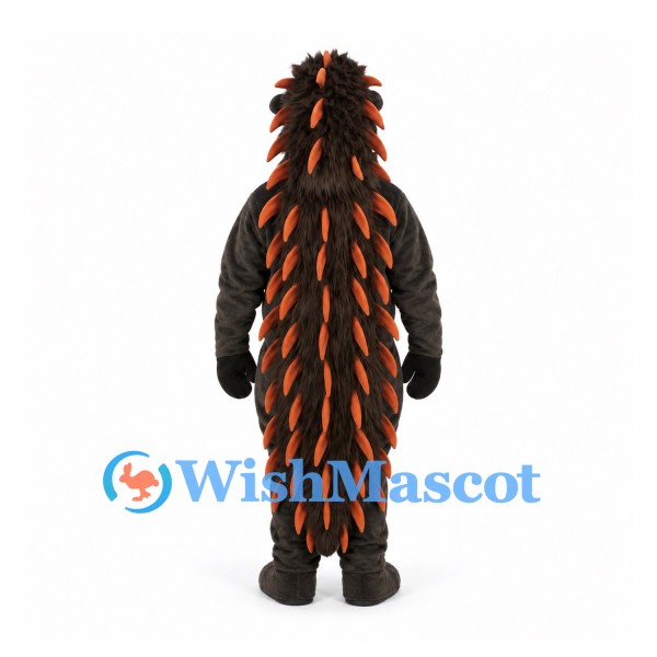 Porcupine Mascot Costume in Black with Orange and Cream Quills