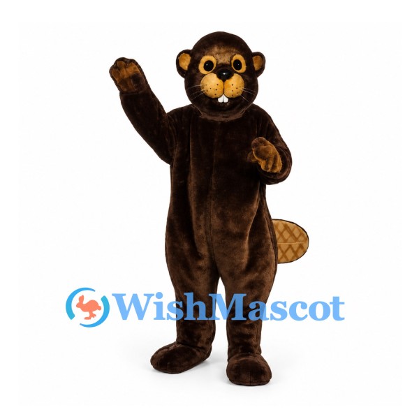 Beaver Mascot Costume in Dark Brown with Paddle Tail