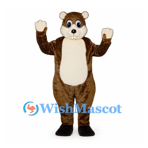 Chipmunk Mascot Costume in Brown with Cream Belly and Cheeks