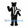 Skunk Mascot Costume in Black with White Back Stripes and Bushy Tail