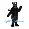 Skunk Mascot Costume in Black with White Back Stripes and Bushy Tail