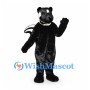 Skunk Mascot Costume in Black with White Back Stripes and Bushy Tail