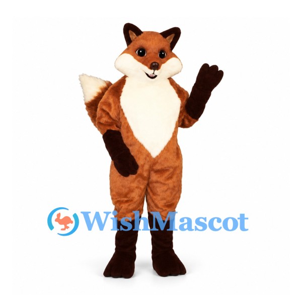 Fox Mascot Costume in Rust with White Chest and Black Paws