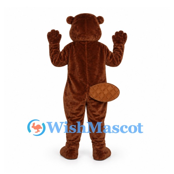 Beaver Mascot Costume in Brown with Flat Crosshatched Tail