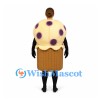 Muffin Mascot Costume with Cream Top and Purple Berry Spots