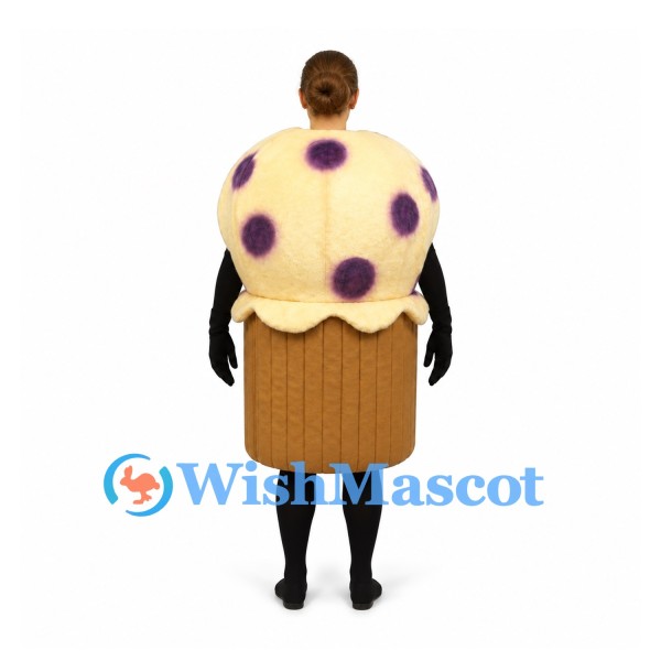 Muffin Mascot Costume with Cream Top and Purple Berry Spots