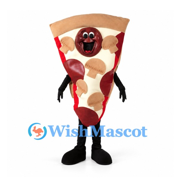 Pizza Slice Mascot Costume with Pepperoni and Cheese Details